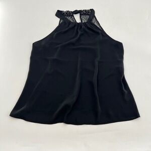 Tahari Womens Black Halter Top Metallic Geometric Lace Back Blouse IL17146746